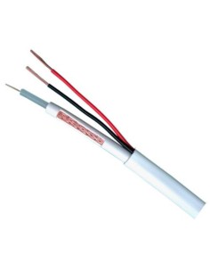 Cable coaxial combinado RG59 y alimentación, bobina de 100m, diámetro 9mm, blanco
