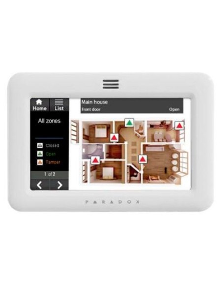 TM50 Teclado Paradox cableado táctil blanco con sensor de temperatura y humedad