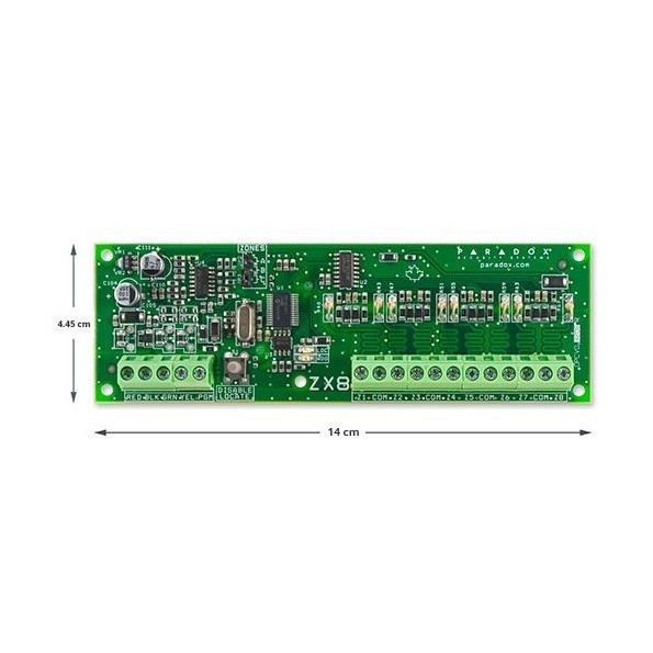 Módulo Paradox ZX8SP expansor de 8 zonas cableadas Grado 2