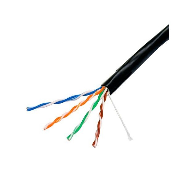 Cable de red UTP categoría 6 con cubierta de exterior, bobina de 305m, negro