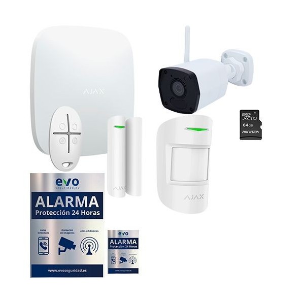 Kit de Alarma Ajax AJ-HUBKIT-W con Cámara IP Wifi PRO y MicroSD