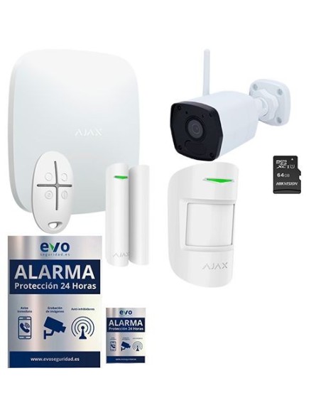 Kit de Alarma Ajax AJ-HUBKIT-W con Cámara IP Wifi PRO y MicroSD