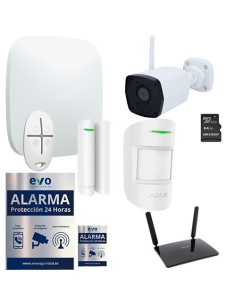 Kit de Alarma Ajax para Casa sin Internet con Router 4G, Cámara IP Wifi PRO y MicroSD