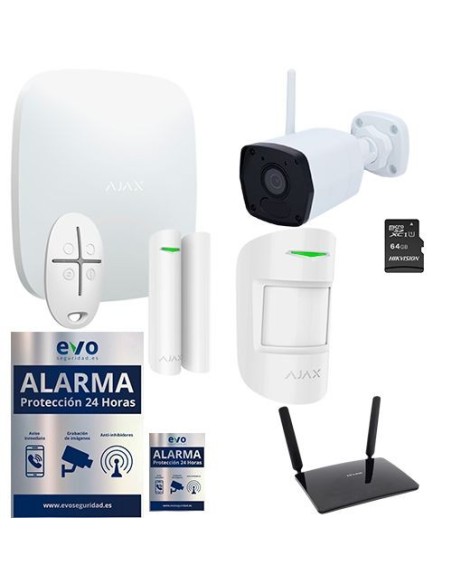 Kit de Alarma Ajax para Casa sin Internet con Router 4G, Cámara IP Wifi PRO y MicroSD