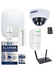 Kit de Alarma Ajax para Casa sin Internet con Router 4G, Cámara IP Wifi Domo PRO y MicroSD