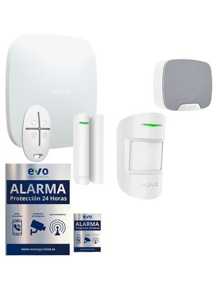 Kit de Alarma Ajax AJ-HUBKIT-W IP y GSM/GPRS con Sirena de Interior