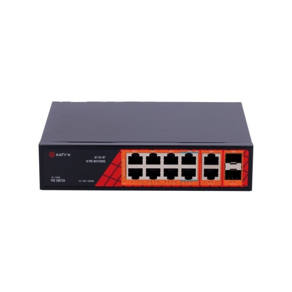 SF-SW1208HIPOE-GF-120 Switch PoE Safire de 8 PoE + 2 Uplink RJ45 + 2 SFP