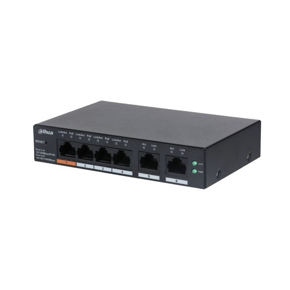 CS4006-4ET-60 Switch Dahua 4 puertos  PoE + 2 Uplink GigaBit