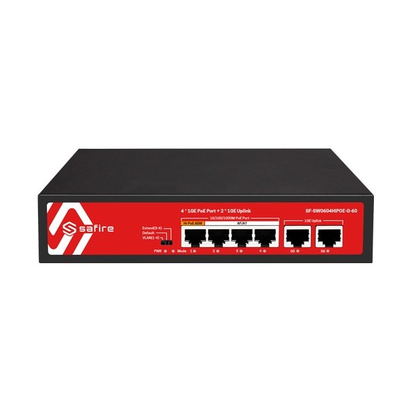 SF-SW0604HIPOE-G-60 Switch Gigabite de 4 PoE + 2 Uplink