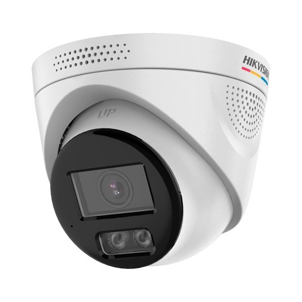 DS-2CD1347G3H-LIUF/SRB(2.8mm) Cámara Turret IP 4 Mpx Hikvision, 104 grados, Luz Dual 30m con Micro y Altavoz