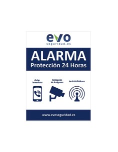 Pegatina Alarma Protección 24h Azul, Vinilo para Exterior