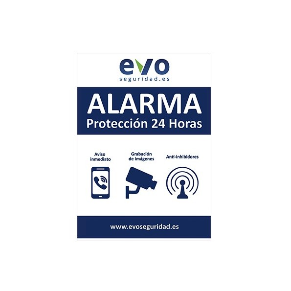 Pegatina Alarma Protección 24h Azul, Vinilo para Exterior