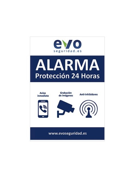 Pegatina Alarma Protección 24h Azul, Vinilo para Exterior