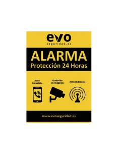 Pegatina Alarma Protección 24h Negro, Vinilo para Exterior