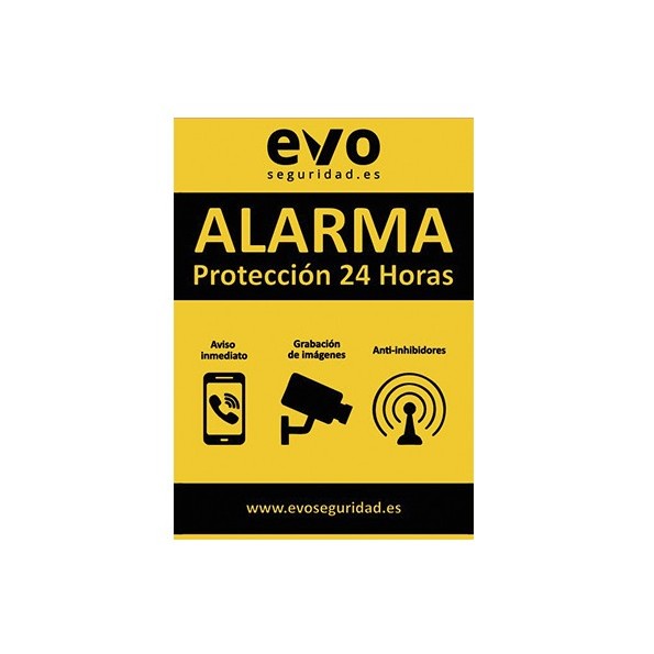 Pegatina Alarma Protección 24h Negro, Vinilo para Exterior