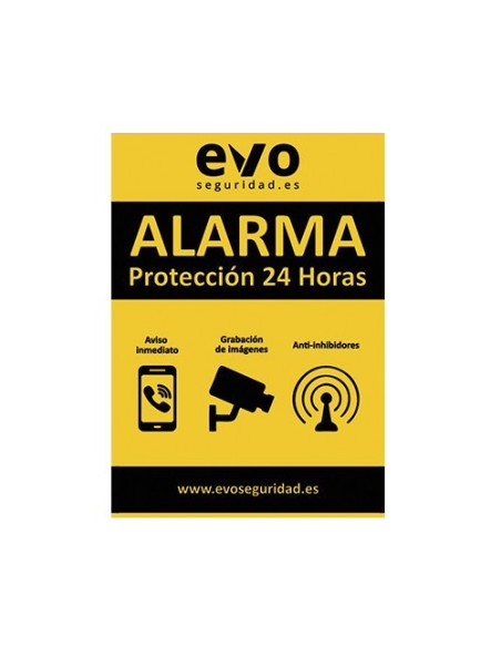 Pegatina Alarma Protección 24h Negro, Vinilo para Exterior