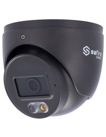 SF-IPT010A-4B1-DL-GREY Cámara Turret IP 4 Mpx Safire Smart Gris, 98 grados, Iluminación Dual 20m con Micro