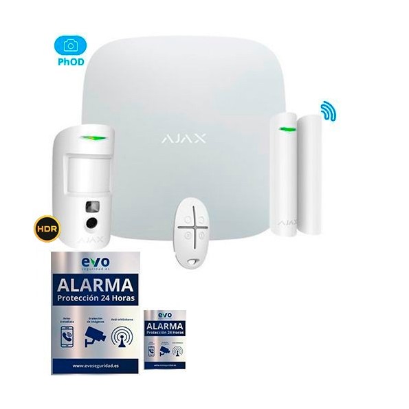AJ-STARTERKIT-CAM-V-PHOD-W Kit de Alarma Ajax con Detección de Vibración y Petición de Imágenes