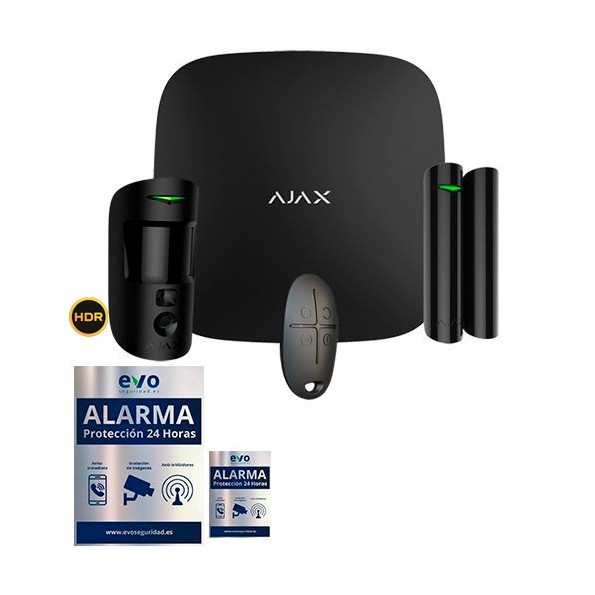AJ-STARTERKIT-CAM-B Kit de Alarma Ajax negro AJ-HUB2-B con PIR con Cámara