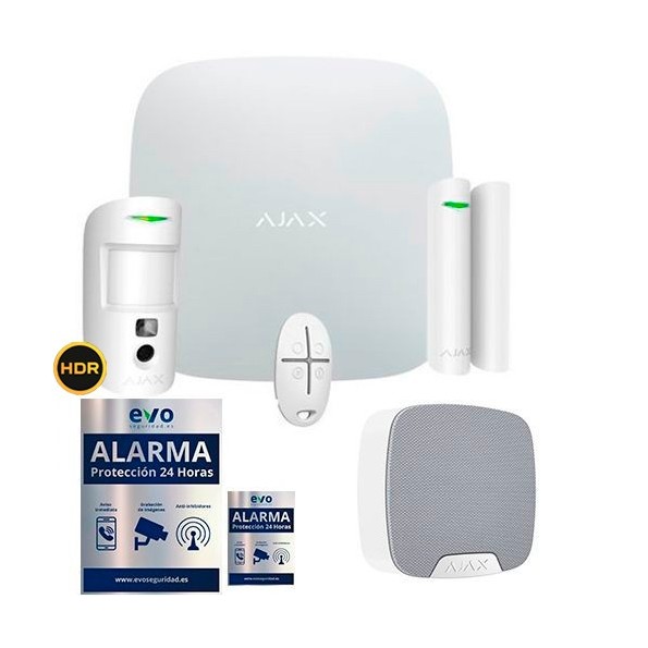 AJ-HUB2KIT-CAM-S-W Kit de Alarma Ajax AJ-HUB2-W con PIRCAM con Cámara y Sirena