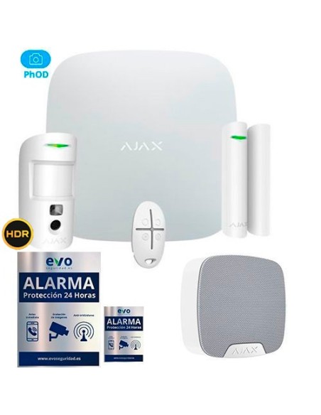 AJ-HUB2KIT-CAM-S-PHOD-W Kit de Alarma Ajax AJ-HUB2-W con PIRCAM con Petición de Imágenes y Sirena