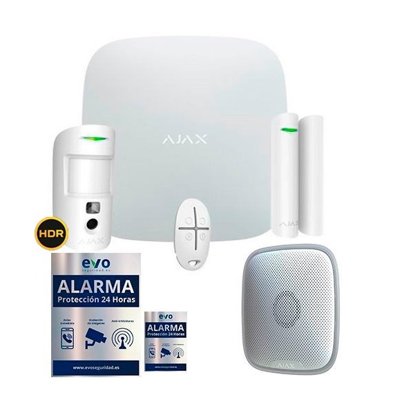 AJ-HUB2KIT-CAM-STS-W Kit de Alarma Ajax AJ-HUB2-W con PIR con Cámara y Sirena de Exterior
