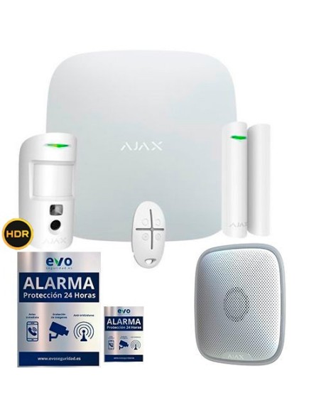 AJ-HUB2KIT-CAM-STS-W Kit de Alarma Ajax AJ-HUB2-W con PIR con Cámara y Sirena de Exterior