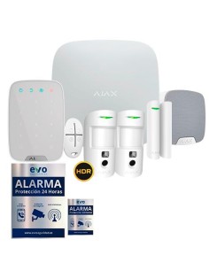 AJ-HUB2KIT-DP-PRO-W Kit de Alarma Ajax AJ-HUB2-W con 2 PIR con Cámara, Teclado y Sirena