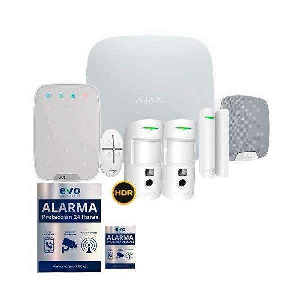AJ-HUB2KIT-DP-PRO-W Kit de Alarma Ajax AJ-HUB2-W con 2 PIR con Cámara, Teclado y Sirena