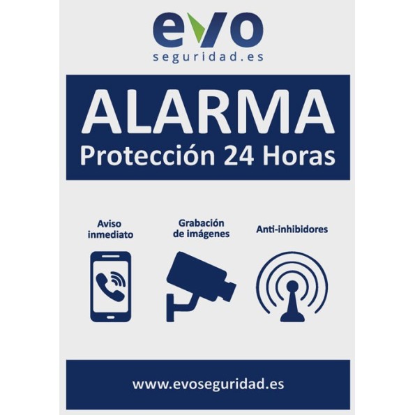 Cartel de Alarma Protección 24h de Aluminio para Exterior