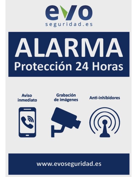 Cartel de Alarma Protección 24h de Aluminio para Exterior