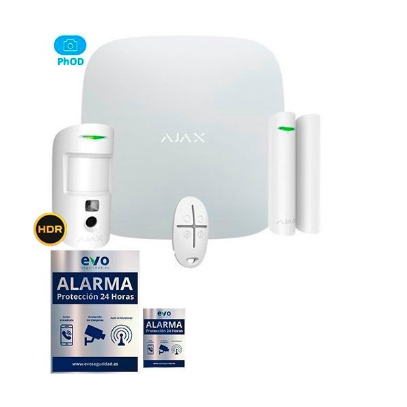 AJ-STARTERKIT-CAM-PHOD-4G-W Kit de Alarma Ajax AJ-HUB2-4G-W con PIR con Cámara con Petición de Imágenes