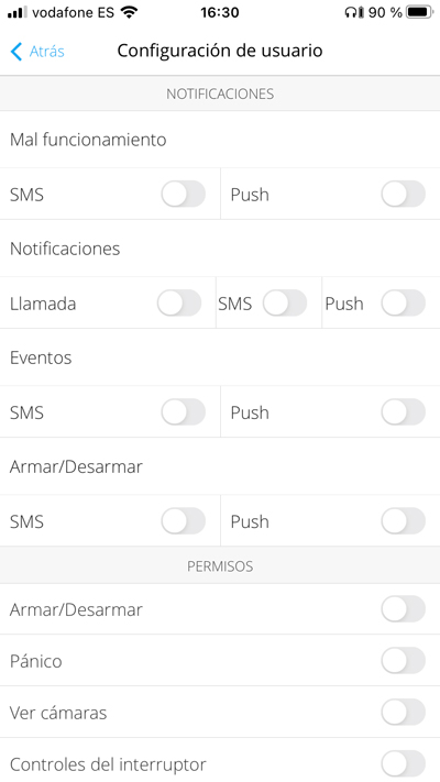 Ajax Configuración Notificaciones