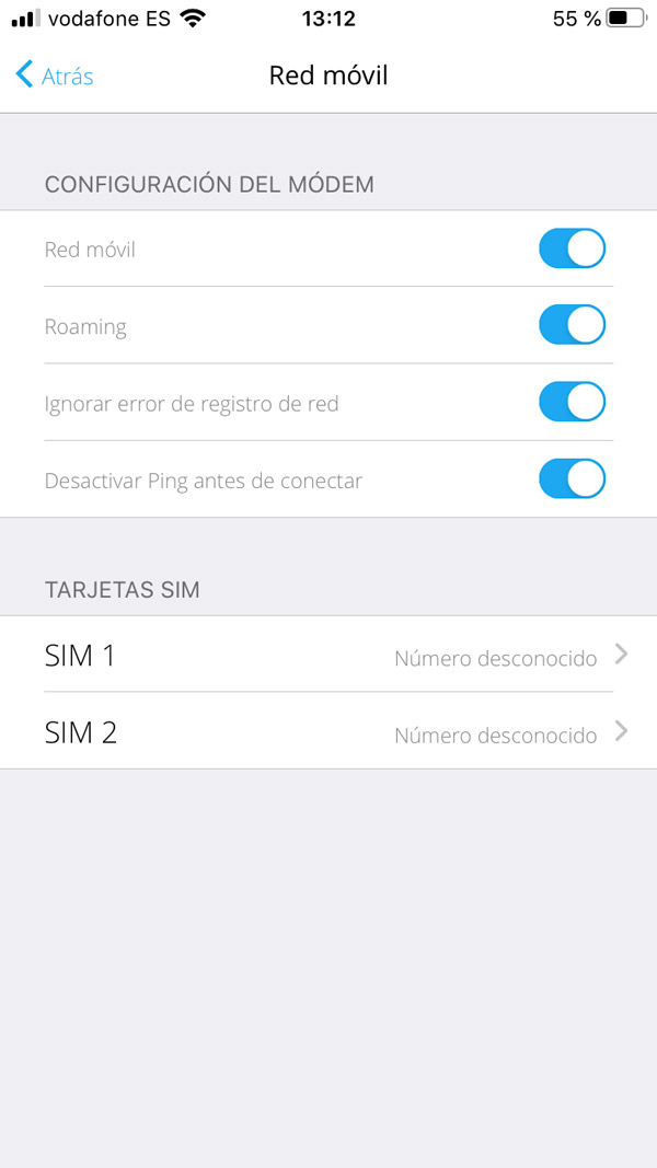 Red móvil configuración Alarma Ajax